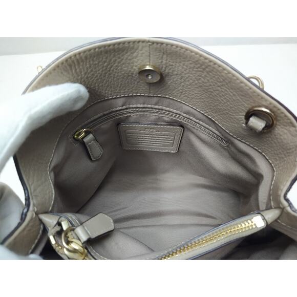 Coach Gray Leather Suede Double Handles Satchel Bag - Picture 12 of 16